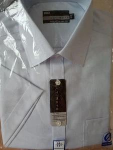 "Camisa de hombre colección M&S 15"" azul cielo algodón puro sin hierro manga corta NUEVA" - Imagen 1 de 5