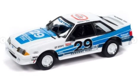 JOHNNY LIGHTNING, 1988 FORD Mustang GT - Pneumatico Saleen General n. 29 blu ... - Immagine 1 di 1