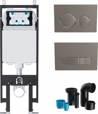 VIVA SANITARY Viva Ultra Slim Wall Hung Toilet Frame & Cistern & Brushed Nickel Flush Plate