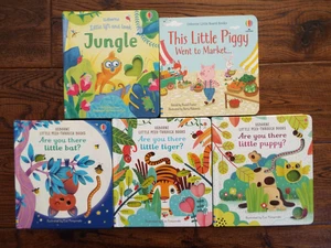 Lot 5 Usborne Little Peek Through Board Books Lift and Look PUPPY BAT TIGER - Picture 1 of 2