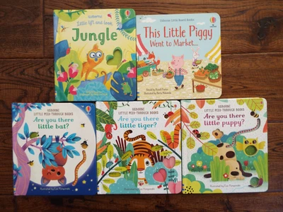 Lot 5 Usborne Little Peek Through Board Books Lift and Look PUPPY BAT TIGER - Image 1 of 2