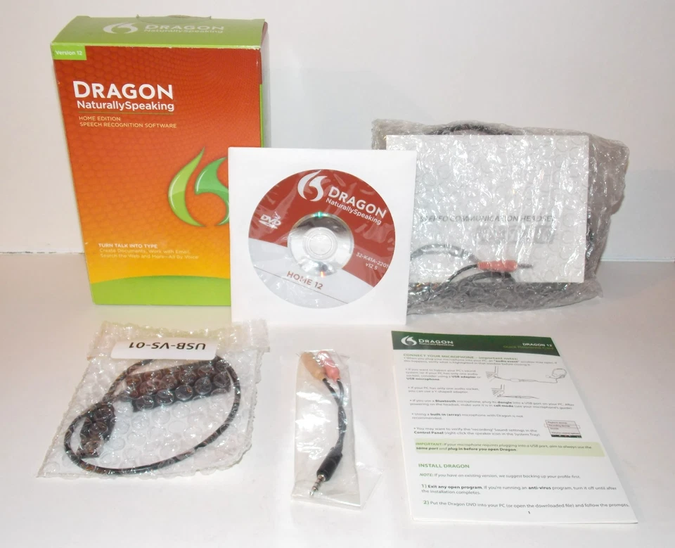 NEW Dragon Naturally Speaking 12 Home Edition Speech Recognition Software w/ Mic - Image 1 of 4