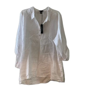 Nuevo Top largo túnica blanca de lino JNY Jones New York talla grande 2X - Imagen 1 de 9