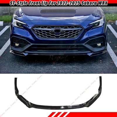 For 22-25 Subaru WRX VB V2 JDM S Style Front Bumper Lip Splitter Kit Gloss Black - Image 1 of 4