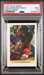 Jolly Roger Blackbeard 1936 PSA 7,5 casi nuevo+ Capt. Tarjeta retrato pirata Edward Teach - Imagen 1 de 3