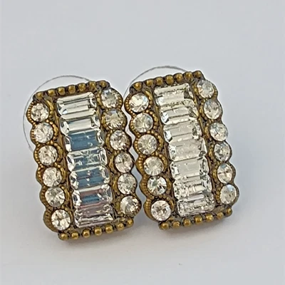 Elegant Michal Negrin Earrings Vintage Glam Revival Chic White Clear Timeless - Image 1 of 4