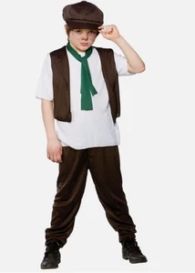 Kids Victorian Poor Boy Peasant Children's Fancy Dress Halloween Costume New 5-7 - Picture 1 of 2