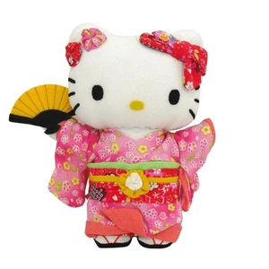 Hello Kitty japanische Plüschpuppe 7,8 Zoll rosa Chirimen Hellosaisai Kyoto limitiert - Bild 1 von 3