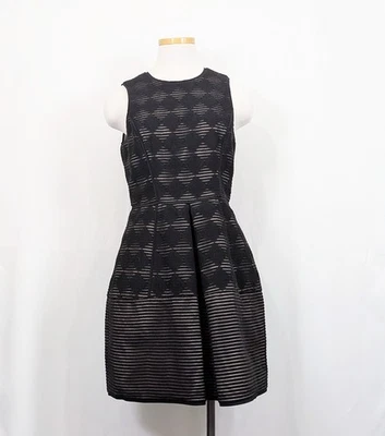 Tibi Dress Black Sleeveless Sheer Overlay Pattern Wool Blend Misses Size 6 - Image 1 of 4