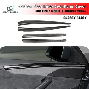 4pcs Real Carbon Fiber Inner Door Panel Cover Trim For Tesla Model Y Juniper - Bild 1 von 9