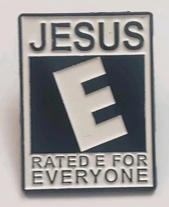 "Jesus Rated E For Everyone" Enamel Religious Lapel Hat Bookbag Pin Brooch ^ - Picture 1 of 7
