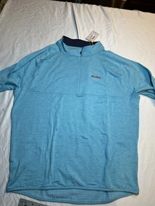 Peter Millar Crown Sport Active 1/4 Quarter Zip Golf Top Isuzu  Men Sz L Teal - Picture 1 of 7