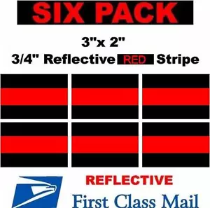 6 Pack 3" X 2" Thin Red Line Window Decal Stickers Firefighter - Foto 1 di 1