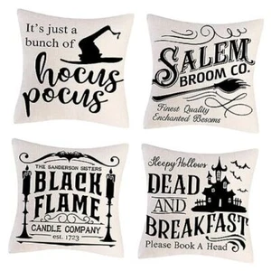  Halloween Decor Throw Pillow Covers Set of 4 18" x 18" (Pack of 4) Cream - Picture 1 of 6