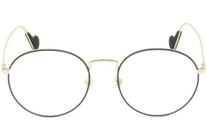 Moncler ML5059 32A Gold BLACK Round Slim Metal Eyeglasses Frame 54-19-145 5059 - Picture 1 of 5