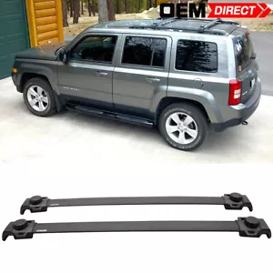 Fits 07-17 Jeep Patriot OE Factory Style Roof Rack Cross Bars Black - Aluminum - Picture 1 of 8