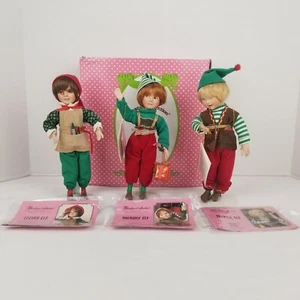 Paradise Galleries Santa's Elves PREMIER EDITION 3 Elf Dolls Stands Treasury - Picture 1 of 18