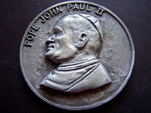 1987 POPE JOHN PAUL 2 1/4" Pewter Ultra High Relief Medallion - Picture 1 of 2