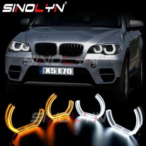 3/4 DTM Halo Rings For BMW X5 E70 Switchback Dual Colors DRL M4 Style Acrylic - Foto 1 di 12