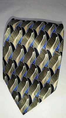 STAFFORD 100% Silk Men's Tie Green Black Blue NWOT X-LONG - Image 1 of 3