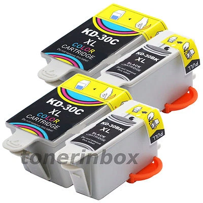 4 Pack (2 Bk/2 Color) #30XL Ink Cartridges For Kodak 30B 30C ESP C110 C310 C315 - Image 1 of 3