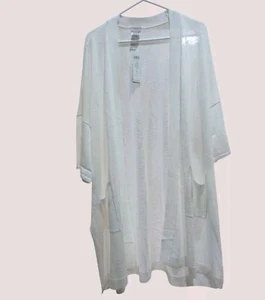 Chicos Neu mit Etikett offene Strickjacke Pullover Größe 3 Alabaster weiß Staubtuch 3/4-Ärmel leicht - Bild 1 von 10