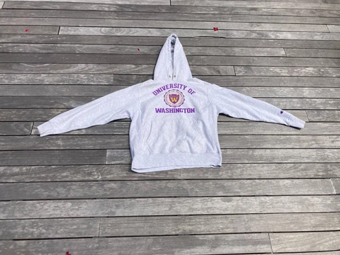 University of Washington Champion Hoodie White/Purple/Gold - Size M - Good cond Cover