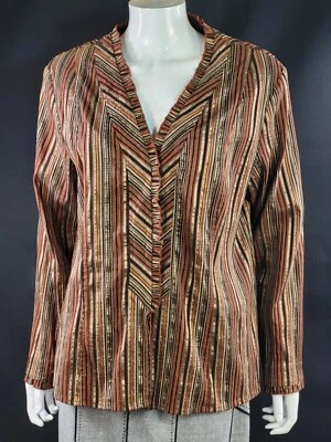 Viyella Women's Brown Striped Shirt Button-Up Ruffles Winter REDUCED PRICE - Image 1 of 4