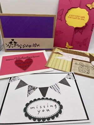 Lote de 5 Tarjetas de Felicitación Hechas a Mano - 2 Cumpleaños, San Valentín, Miss You, Aniversario - LEER Foto 1 de 4