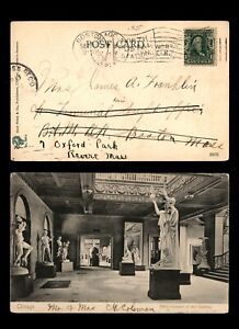 MayfairStamps US 1900s Illinois Art Institute Chicago to Boston MA Post Card aaj
