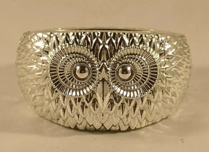 Owl Cuff Bangle Bracelet silver plastic 8" - Picture 1 of 6