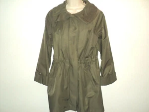 Hilary Radley Trench Coat Size M Brown Hooded Knee Length Leopard Lining - Picture 1 of 7
