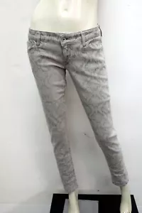GUESS Donna Pantalone Taglia 42 Jeans Grigio Pant Pants Regular Logo Woman - Foto 1 di 17