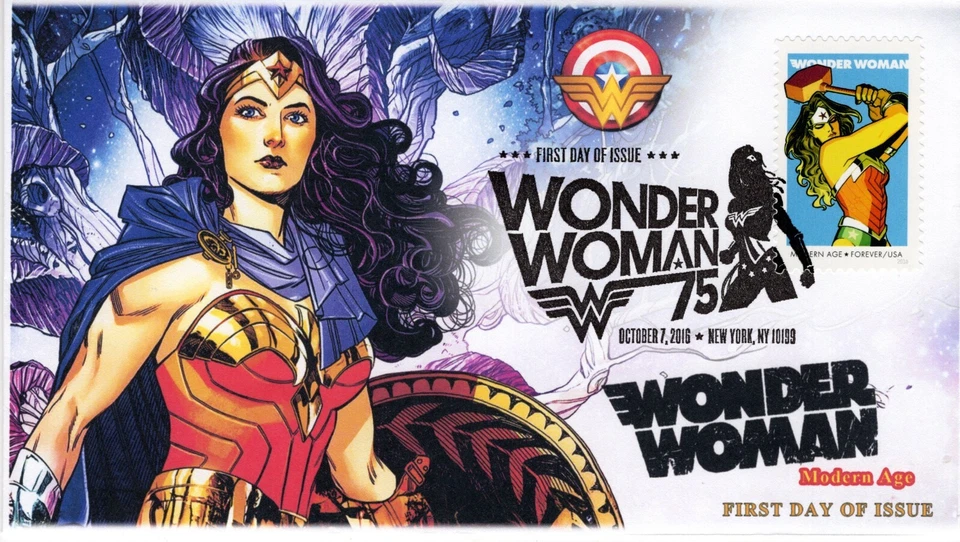 AO- 5149-2, 2016, Wonder Woman,  Add-on Cover, First Day Cover, Pictorial Postma - Image 1 of 1