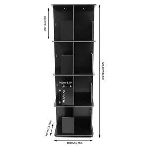 4 Tier Standing Bookcase Small Corner Bookcase Rotating Bookshelf W/Table Mat - Picture 1 of 18