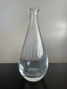 Vintage Signed STEUBEN 10” Clear Glass Decanter Bottle Vase Pear Shaped Bulbous - Picture 1 of 9
