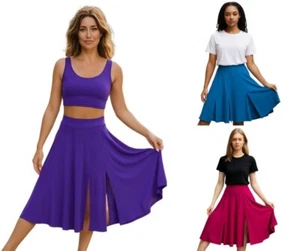 Reflections Skirt With Trunks CHILD Dance Costume CHOICE Teal-Fuchsia-Purple NEW - Picture 1 of 17