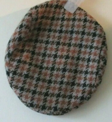 Vintage Retro Peaky Blinders Flat Cap Hat  BLACK TAN BEIGE  Check  - Image 1 of 4