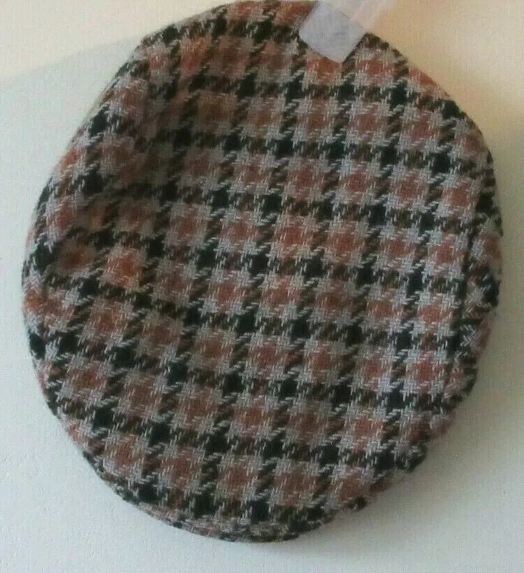 Vintage Retro Peaky Blinders Flat Cap Hat  BLACK TAN BEIGE  Check  - Image 1 of 4