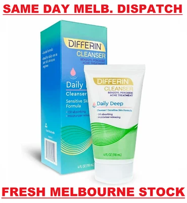 Differin Daily Deep Acne Cleanser Sensitive Skin Care 5% Benzoyl Peroxide 118ml - image 1 of 4