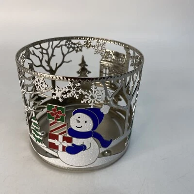 Bath & Body Works SNOWMAN DOG TREE 3 Wick CANDLE HOLDER Sleeve NEW - Image 1 of 4