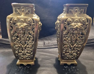 Antique Pair Cast Brass Clock Urns 6.5" Very Nice - Picture 1 of 8