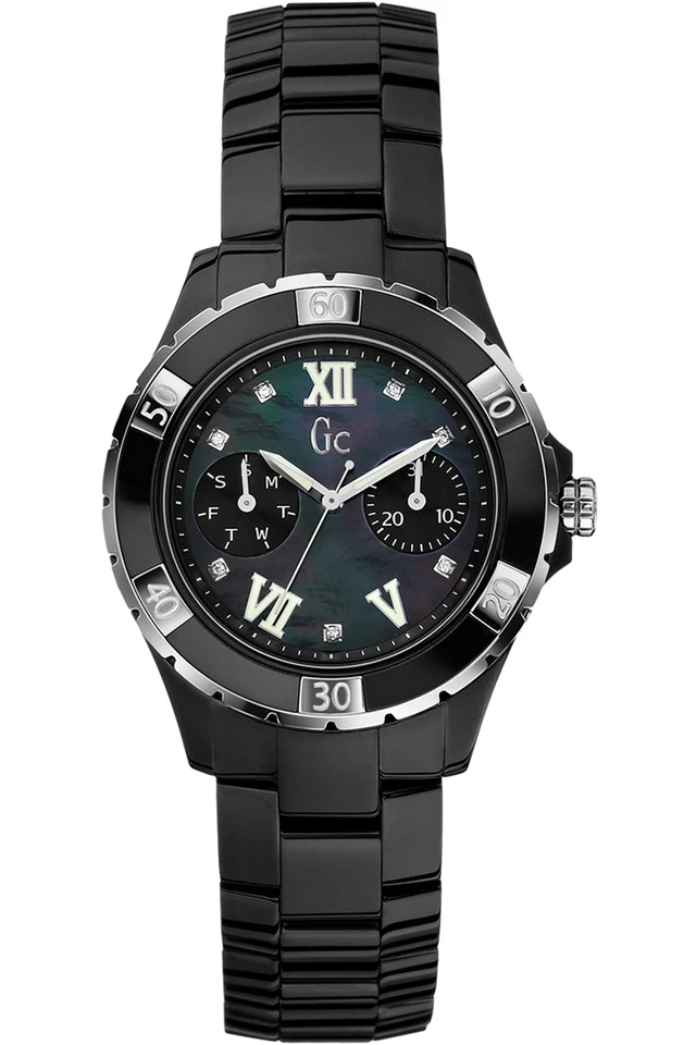GUESS GC Collection Sport Xl-s Black Glam Ceramic Bracelet Watch X69106L2S