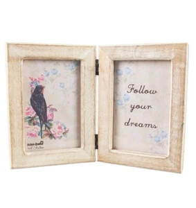Sass & Belle Shabby Chic Double White Wood Photo Frame 6" x 4" - Picture 1 of 3
