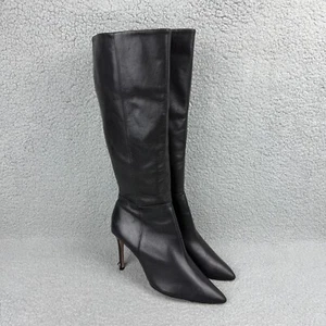 Schutz Boots Womens 9 Shoes Black Leather Magali Up Tall Calf Knee High Heels - Picture 1 of 12