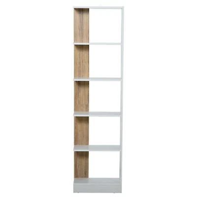 HOMCOM Scaffale Libreria a Parete in Legno Color Rovere e Bianco con 5 Ripiani - Immagine 1 di 4