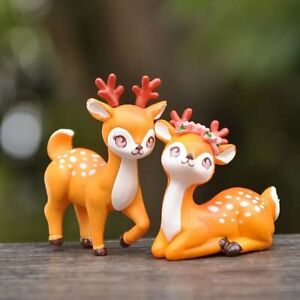 Waterproof Cartoon Sika Deer Figurine Plastic Animal Statue  Home Decoration