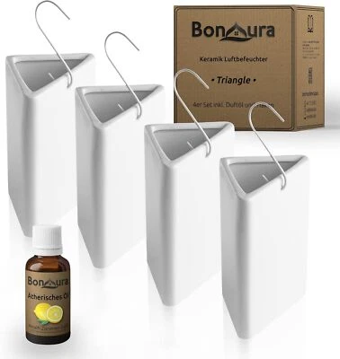 4x Luftbefeuchter Heizung Keramik Wasser Verdunster Heizkörper Dreieckig Duftöl - Bild 1 von 4