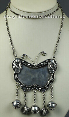 Tribal Exotic Chinese Handmade Miao Silver Butterfly Necklace • 35$