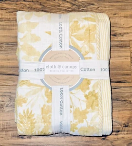 3-Pc Cloth & Canopy Shabby Chic Reversible Quilt Set Yellow Floral Stripe Cotton - Picture 1 of 5